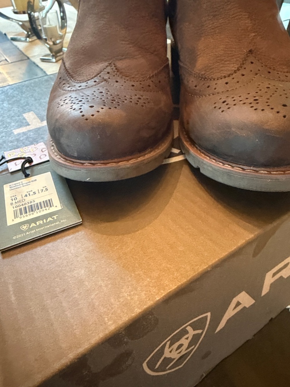 Ariat Brown Leather Ankle Booties - Picture 10 of 16
